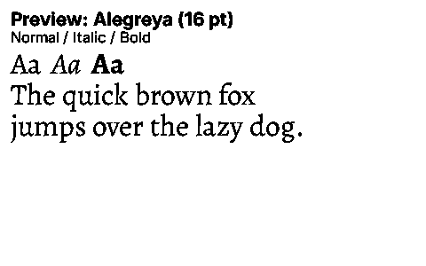Alegreya Duet font specimen