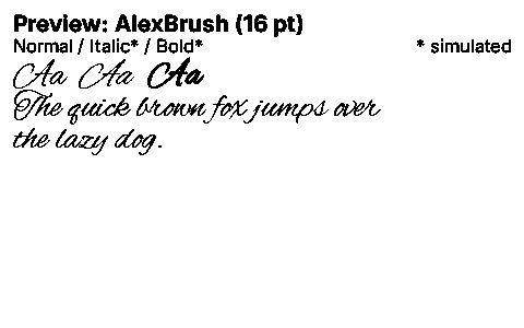 AlexBrush Duet font specimen
