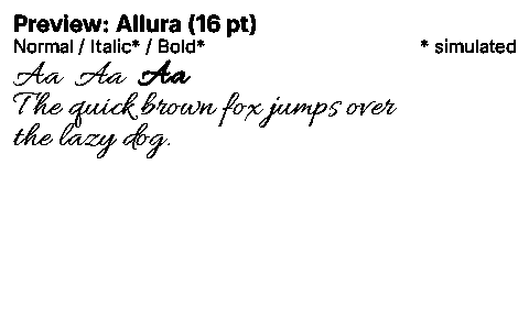 Allura Duet font specimen