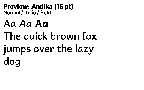 Andika Duet font specimen