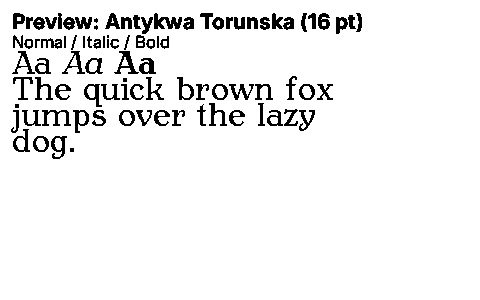 Antykwa Torunska Duet font specimen