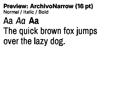 ArchivoNarrow Duet font specimen