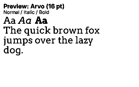 Arvo Duet font specimen