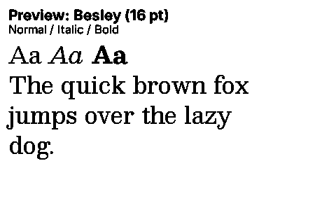 Besley Duet font specimen