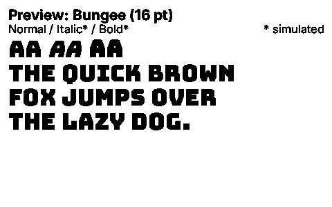 Bungee Duet font specimen