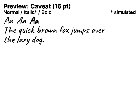 Caveat Duet font specimen