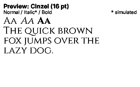 Cinzel Duet font specimen