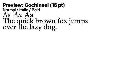 Cochineal Duet font specimen