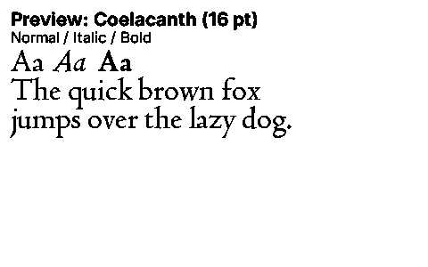 Coelacanth Duet font specimen