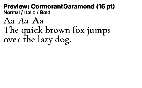 CormorantGaramond Duet font specimen