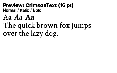 CrimsonText Duet font specimen