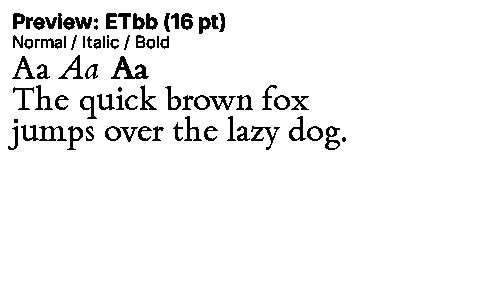 ETbb Duet font specimen