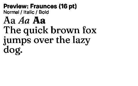 Fraunces Duet font specimen