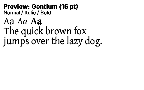 Gentium Duet font specimen