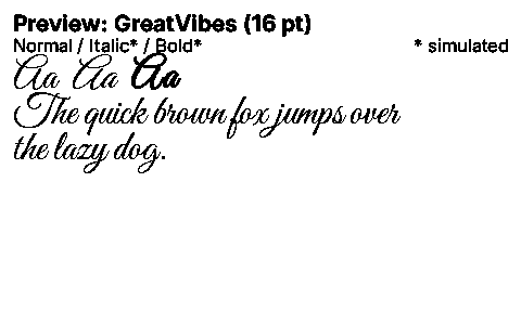 GreatVibes Duet font specimen