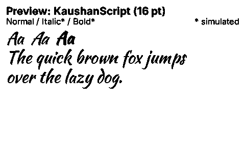 KaushanScript Duet font specimen