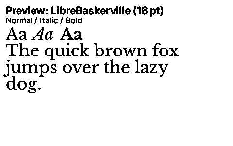 LibreBaskerville Duet font specimen