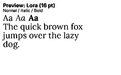 Lora Duet font specimen