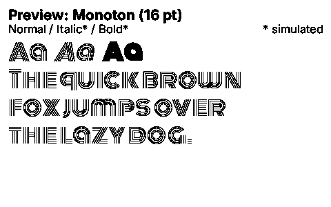 Monoton Duet font specimen