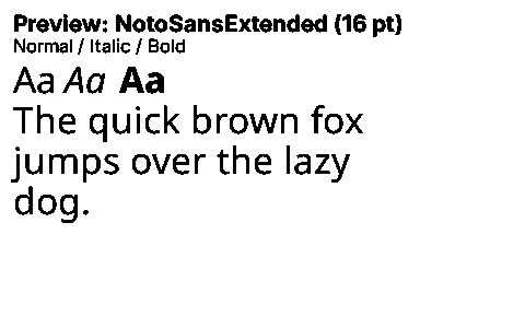 NotoSansExtended Duet font specimen