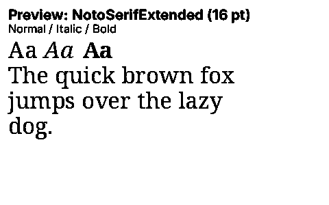 NotoSerifExtended Duet font specimen