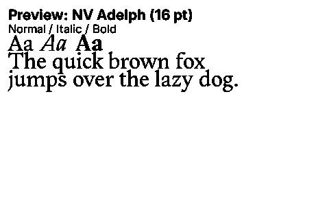 NV Adelph Duet font specimen