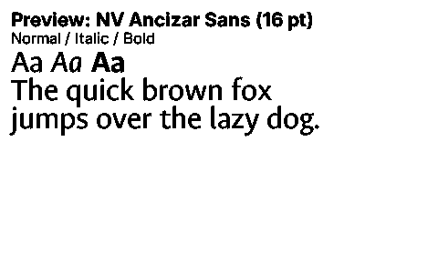NV Ancizar Sans Duet font specimen
