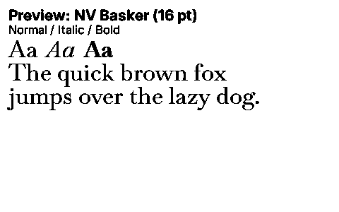 NV Basker Duet font specimen