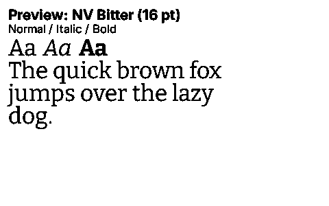 NV Bitter Duet font specimen