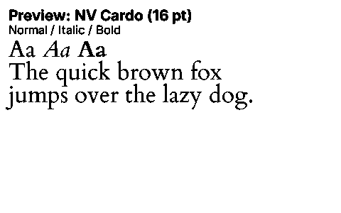NV Cardo Duet font specimen