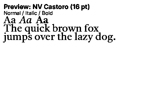 NV Castoro Duet font specimen