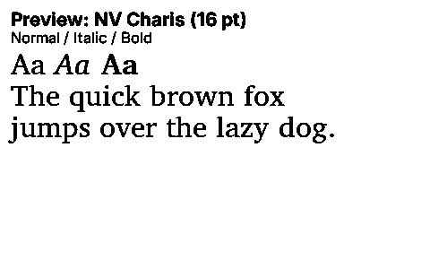 NV Charis Duet font specimen