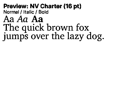NV Charter Duet font specimen