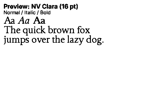 NV Clara Duet font specimen