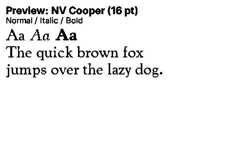 NV Cooper Duet font specimen