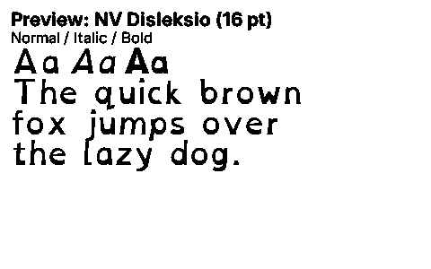 NV Disleksio Duet font specimen