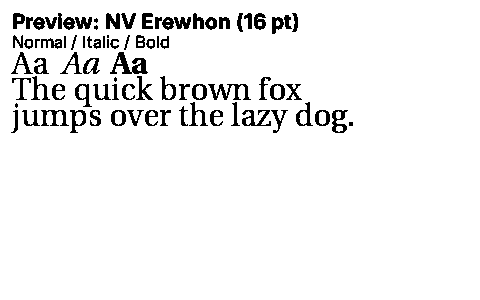NV Erewhon Duet font specimen