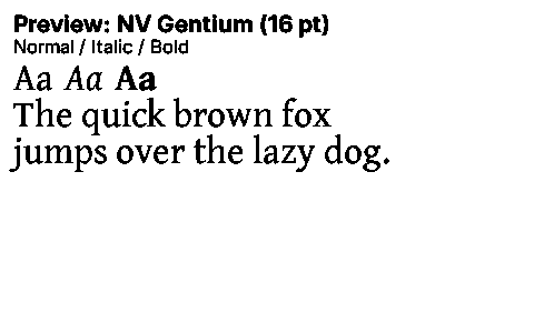 NV Gentium Duet font specimen