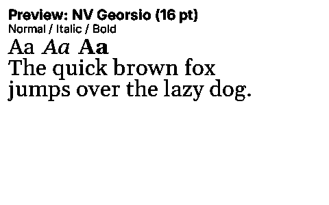 NV Georsio Duet font specimen