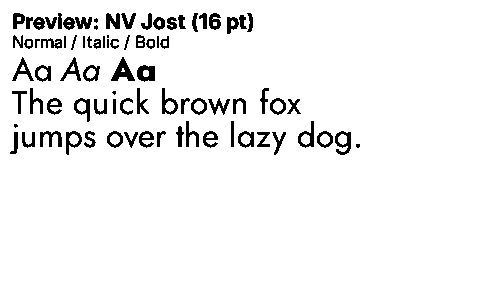 NV Jost Duet font specimen