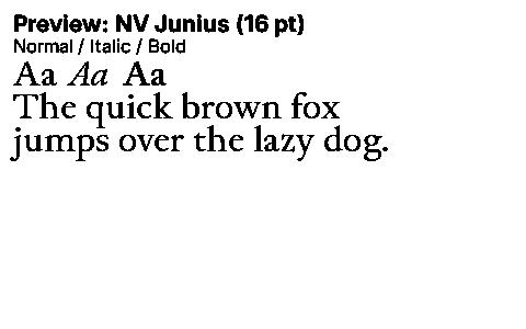 NV Junius Duet font specimen