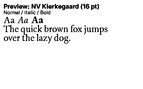 NV Kierkegaard Duet font specimen