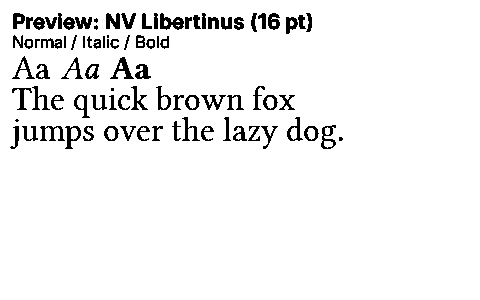NV Libertinus Duet font specimen