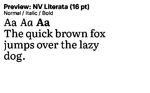 NV Literata Duet font specimen