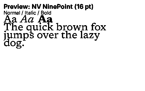 NV NinePoint Duet font specimen