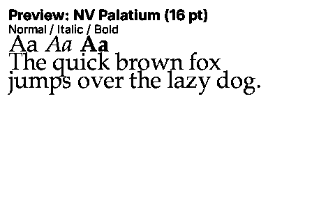 NV Palatium Duet font specimen