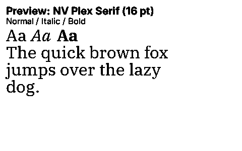 NV Plex Serif Duet font specimen