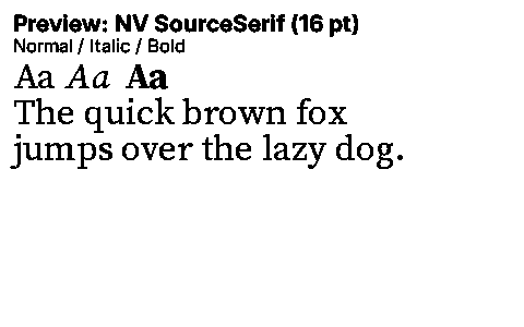 NV SourceSerif Duet font specimen