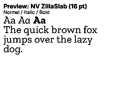 NV ZillaSlab Duet font specimen