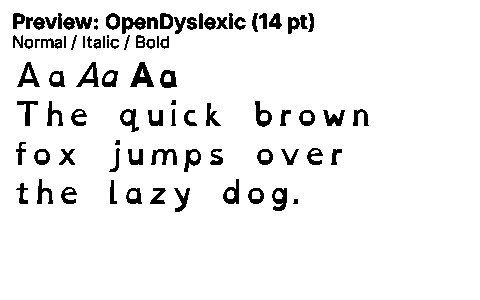 OpenDyslexic Duet font specimen